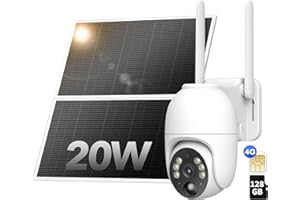 NUASI 4G Cámara Vigilancia Exterior con Panel Solar 20W Grabación 24/7, 2K Cámara de Seguridad Sin Cable, Visión Nocturna Colorida y Detección PIR, Impermeable IP66 con Tarjeta 128G y SIM