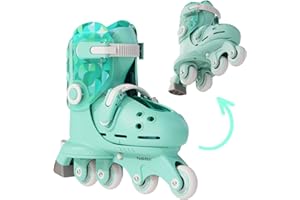 Y-VOLUTION Yvolution Roller Skates Kids 2 In 1, Comfortable Roller Blades Adjustable Size, Inline Skates Suitable for Indoor and Outdoor Use (Green)