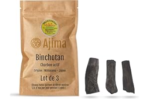 Ajima Binchotan Bio X3 - Filtre à Eau Végétal au Charbon Actif Eau - Authentique 100% Chêne Ubamegashi Wakayama Kishu Japon - Idéal pour Filtrer l'eau en Carafe