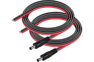 CERRXIAN DC5521 2 st strömkablar med öppen ände 14 AWG 5,5 mm x 2,1 mm DC hane med öppen ände, DC-strömkabel för CCTV-övervak