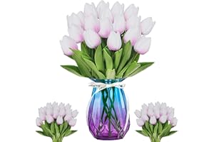 MAIBAOTEMBT Tulipani Artificiali, 12 Pezzi Fiori Finti di Tulipani, Artificiale Tulipani in Lattice, Artificiali Tulipani con Foglie, for Matrimonio, Festa, Composizioni Floreali, Bouquet da Sposa (Viola)