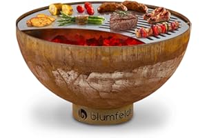 blumfeldt Savage - Barbecue braséro Ø brasero : 60 cm, résistant à l'eau et au Gel, Combustible : Bois de Chauffage ou Charbon de Bois, matériau : Acier, avec Base Solide, Petit - Rouille