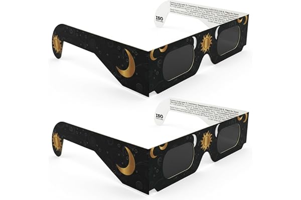 VOLTNGO Gafas para Eclipse Solar Pack de 2 – Gafas Certificadas ISO 12312-2 y CE para Ver el Sol de Forma Segura – Eclipse Total del 12 de Agosto de 2026 (Total en Portugal, Parcial en Reino Unido, Fr