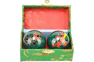 Kisbeibi Baoding Balls, 4.45 cm / 1.75 Inch Chinese Baoding Balls with Box, Feng Shui Tai Chi, Dragon and Phoenix Baoding Balls, Health Balls Finger Training, Meditation, Relaxation