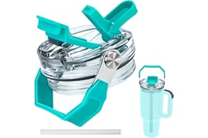 XIRUIUBAO Stanley Cup szczelna pokrywka ze słomką i uchwytem do noszenia, akcesoria (błękitna)