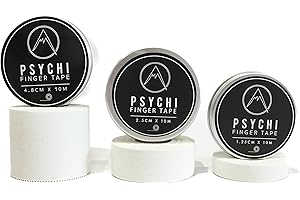 Psychi Rock Climbing Finger Tape - Strong Adhesive Zinc Oxide Sports Strapping Rock Tape For Physio - Finger Support & Muscle Injury Prevention - Bouldering BJJ Gymnastics Boxing Gym Athletic Sport
