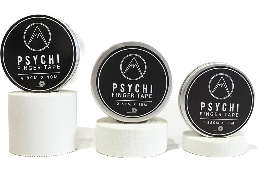 Psychi Rock Climbing Finger Tape - Strong Adhesive Zinc Oxide Sports Strapping Rock Tape For Physio - Finger Support & Muscle Injury Prevention - Bouldering BJJ Gymnastics Boxing Gym Athletic Sport