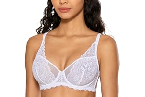 DOBREVA Ladies Bralette Lace Minimizer Bra z fiszbinami bez wkładek Sexy Sheer