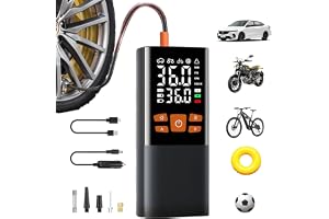 Njuten elektrisk luftpump 150 PSI, trådlös battericykelpump, bärbar 6 000 mAh kompressor, uppladdningsbar USB-C däckpump med