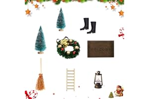 LGZIN 8pcs Accesorios Casa De Miniaturas Muñecas Navidad Accesorios Casa de Muñecas de Navidad Juego de casa de muñecas en Miniatura de Navidad DIY Navideños Puerta de Elfo