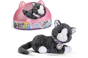BABY born Meine Katze Cookie - Kuscheltier mit Sound & Vibration - Inkl. Katzenkörbchen - Funktioniert mit Batterien - Geeignet für Kinder ab 3 Jahren