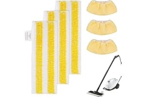 QITIXI:OU 6er Set Bodentuchset Zubehör für Kärcher Dampfreiniger SC 2/3/4/5, 3 Bodentücher + 3 Überzüge Klettverschluss-System ist Einfach zu Installieren (3+3)