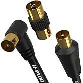 G-PLUG 1 m TV Antenna Cable Male-Male, Coaxial Cable for TV | Black, Right Angled with Gold Plated IEC Connectors and Female-