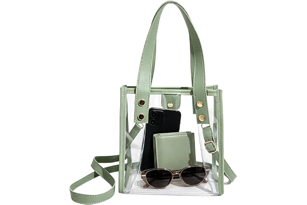 Clear Handbag, Wide Opening Transparent Purse, Adjustable Strap Bag | Clear Tote Bag, Transparent Purse, See Through Carryall for Concert Travel Beach Camping Picnic Shopping Party