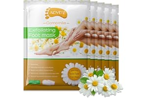 ‎P-BEAUTY COSMETIC ACCESSORIES P-Beauty Foot Mask Chamomile Extract | Exfoliating Foot Scrub | for Removing Rough Skin, Corns & Cracks | Nourishing & Moisturising | Natural Foot Care | for Silky Feet | 5 Pairs