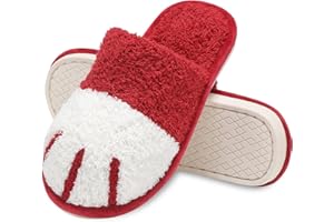 MAXTOP Chaussons animaux mignons Femme Peluche douce Chat Patte Chaussons avec mousse à mémoire confortable Slip-on Indoor Outdoor Chaussons Cadeaux créatifs Femme Homme