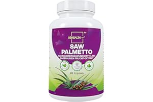 ‎BEHEALTH Saw Palmetto 320 mg Capsules - Vegetable Formula for Men - No Artificial Additives - 90 Capsules - Laboratory Tested - Made in the EU