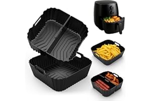 Cofvetia 3 Stück Heissluftfritteuse Zubehör, Silikonform Zubehör für Cosori 4.7L - 6.5L, Wiederverwendbare Airfryer Silikonform für Ninja Max Pro AF 180EU 6.2L, Philips, Tefal