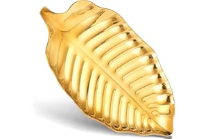 AJinacious Gold Leaf Spoon Rest, Stainless Steel Spoon Holder for Kitchen Counter, Cooking Utensil Rest, Dessert Display, Jewelry Storage