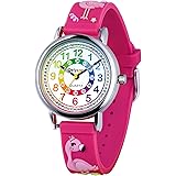 Delycazy Kinderuhr Mädchen Junge, Kinder Armbanduhr lernuhr Analoge kinderuhr Lern Armbanduhr mit Zeitlernübungen, Hochwertig