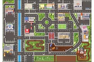 SkippiDoo Kinder Spielteppich Straße & Auto (200x140 cm) - abwaschbar, rutschfest & OEKOTEX-zertifziert - Teppich Jungen & Mädchen Kinderzimmer - Kinderteppich, Autoteppich, Straßenteppich