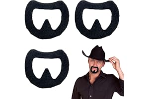 FUIPVGI 3 Pcs Fake Goatee Beard, Self Adhesive Realistic Novelty Fancy Dress Moustache, False Facial Hair Gangster Fancy Dress Costume Accessory for Halloween, Cosplay, Parties Masquerade (Black)