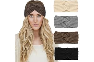 DRESHOW 4 Pezzi Fasce per Capelli Tessuto di Lana Turbante Fascia da Donna Invernale Accessori Cerchietti per Donna Ragazze