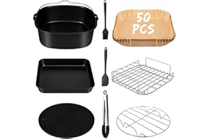 BESTYIJO Accessori Per Friggitrice Ad Aria, Accessori Friggitrice Ad Aria per Friggitrice ad Aria 5,5 Qt con Quadrata Teglie Cestino, kit Friggitrice Ad Aria per COSORI, per INNSKY