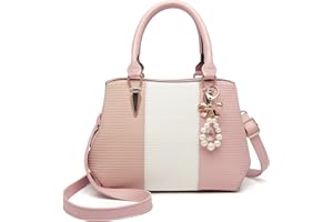 Miss Lulu Women Designer Top Handle Bag Fashion Colour Block Shoulder Bag with Pearl and Crystal Style Drop