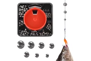 VQUNBG 179 Pièces/ 7 Tailles Plomb Peche, Plombs de Pêche en Forme de Bille Set, Portable Split Shot Set pour Stabilisation de la Ligne et de l'Appât (0.2g/0.35g/0.4g/0.6g/0.8g/1g/1.5 g)
