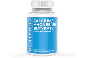 BodyBio Butyrate - Postbiotic for Gut Health, Digestive Support, Bloat, Gas & Constipation Relief, Leaky Gut Repair - Calcium, Magnesium + Butyric Acid Supplement for GI Wellness