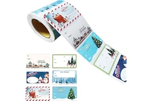 MTAAJIN Christmas Stickers 300Pcs/Roll Christmas Self Adhesive Gift Label Stickers, Xmas Gift Tag Stickers Christmas to from Labels Christmas Name Stickers for Gift Bags, Presents, Envelope(6 Pattern)