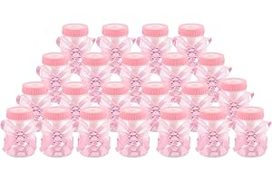 Bottam 24x Bote a Dragees biberon 4x9cm Strass Ours Cadeau faveur bonbonniere Fille Bapteme