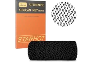 African Net Sponge Authentic with Knots, Exfoliating Bath Sponge & Body Scrubber for Dead Skin Removal, Long Flat Back Scrubber for Foot, Scalp and Body Wash, by Starhot (1-Pack Black)