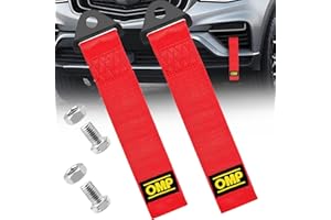 Benaton 2 Pièces Accessoire Voiture Tuning Sport Sangle de Remorquage Avant Arrière Pare-Chocs, Crochet Haute Résistance Rouge, Cordes en Nylon pour Véhicule