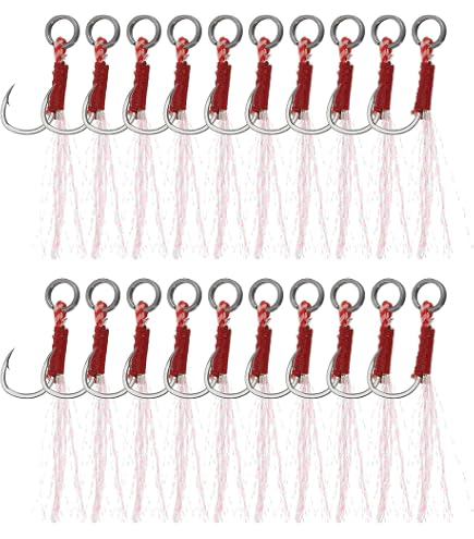 OCEAN CAT Assist Hooks For Jigging - Butterfly Glow Jigs, Size 2/0-5/0, Pre-Rigged - View #4
