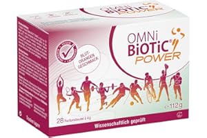 ‎OMNI BIOTIC OMNi BiOTiC Power | Für einen energiegeladenen Tag | 28 Portionen (112 g) | 6 Bakterienstämme | Pulver | Vegan | Zur täglichen Anwendung | Blutorangengeschmack