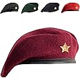 Niozaki Woolen Army Style Rajputana Beret Cap for Men & Women with Star Badge
