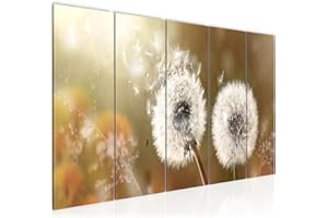 Runa Art Murali XXL Dente Di Leone 200 x 80 cm Beige Marrone 5 Pezzi - Made in Germany - 023655a