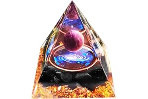 BONGSHAKALAKA 1.96" Pietra di Cristallo Piramide Orgonica Ametista Energia La Piramide di Cristallo Piramide Naturale Cristalli di Meditazione per Chakra Meditazione Yoga, Decorazione da Scrivania
