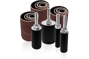 LINE10 Tools 16pk Sanding Drum and Sleeves Set, Spindle Sander Attachment for Drill and Drill-Press, Die-Grinder, 2-inch Extra Long Surface, 1/4-inch Shank