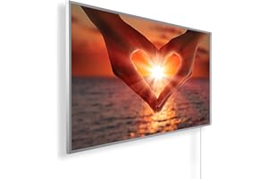 Könighaus 1000W Infrarotheizung mit Bild in HD Qualität - Energiesparend - TÜV SÜD + 5 Jahre Garantie - Doppelter Überhitzungsschutz - Infrarot Wandheizung - Motiv: 47. Herz Sonnenuntergang