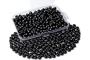 AWARDSEN Black Pony Beads Bulk 500 Pcs 9mm Hair Beads for Braids Making DIY Crafting Friendship Bracelets Necklace