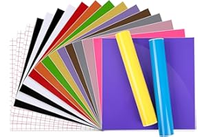 HUAXING IModeur 19 Paquets Feuilles de vinyle adhésives, 30,48 x 30,48 cm Vinyle auto-adhésif avec papier transfert transparent pour Cricut, Silhouette Cameo & Machines