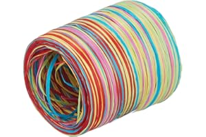 C.E. PATTBERG PRÄSENT Cinta regalo de rafia multicolor azul-rojo-verde-amarillo-rosa, 50 m cinta decorativa para envolver regalos, para decoración y manualidades versátiles y creativas