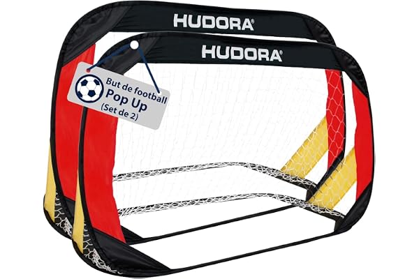 HUDORA Pop Up But de Foot Set de 2 I Buts de Foot Pliables pour Enfants & Adultes I But de Foot Jardin Set avec Sac de Transport & Piquets I Buts de Foot pour Jardin / Parc & Plage