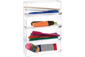 Relaxdays Make Up Organizer Acryl, 4 Schubladenboxen, hochkant & quer, Sortierkasten, HBT: 25x17,5x6,5 cm, transparent
