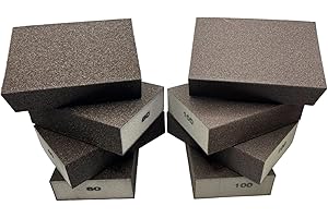 Saint-Gobain 8 Esponjas de Lijas, Tacos de Lijas 4 Superficies, Tacos Abrasivos, 60/100, Esponja Lavables y Reutilizables, Yeso, Madera, Metal, Pintura, Carrocerías.