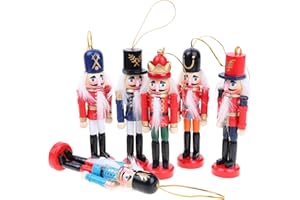 Hileyu 6 Piezas de Adornos de Cascanueces de Navidad, 12cm Soldado Cascanueces De Madera Cascanueces Navidad Muñecas Títeres Árbol de Navidad Colgantes Árbol de Navidad Decoraciones