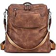 CLUCI Women's Fashion Leather Shoulder Bag Elegant Large Travel Backpack Lightweight Bag for Women 2 in 1